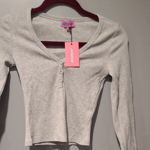 Edikted Gray Long Sleeve Crop Top